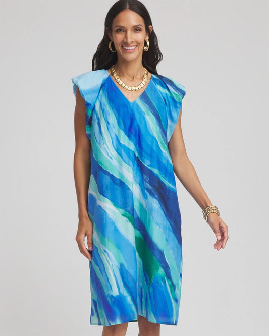 Cotton-Silk Voile Popover Dress