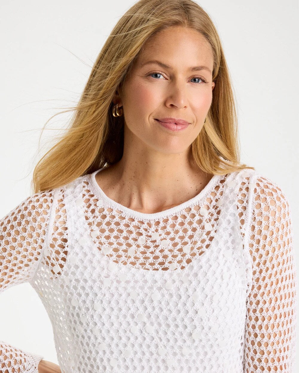 Paillette Sequin Mesh Pullover Sweater