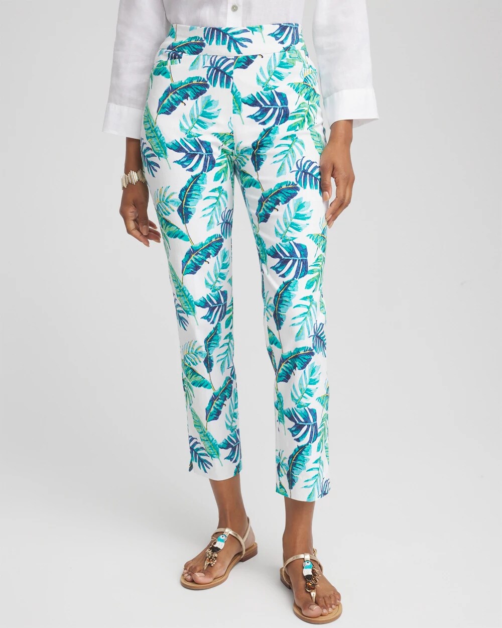 Brigitte Tropical Pull-On Cropped Pants