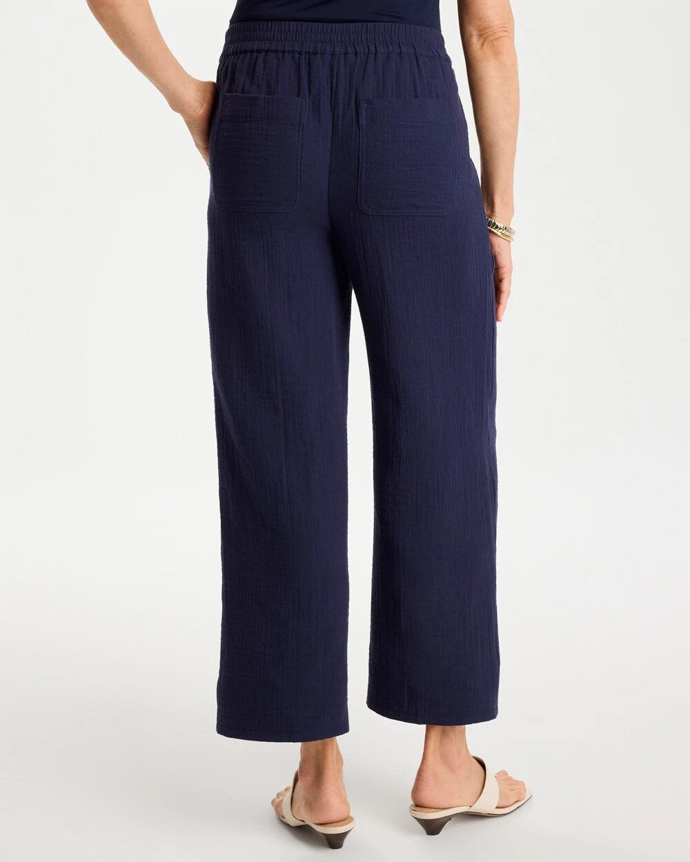 Cotton Gauze Tapered Crop Pant