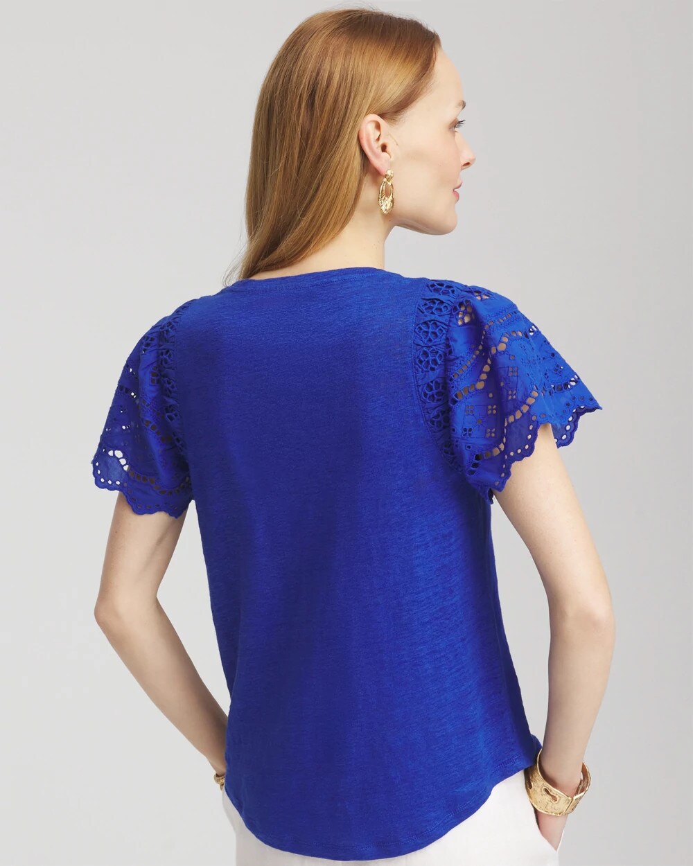 Linen Embroidered Lace Tee