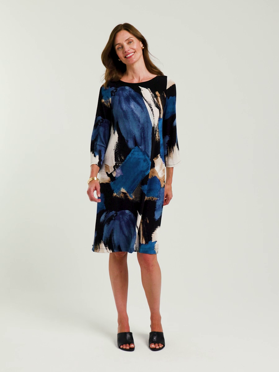 Travelers Printed 3/4 Bell Sleeve Dress