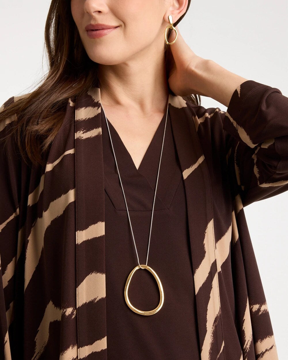 Mixed Metal Circle Pendant Necklace