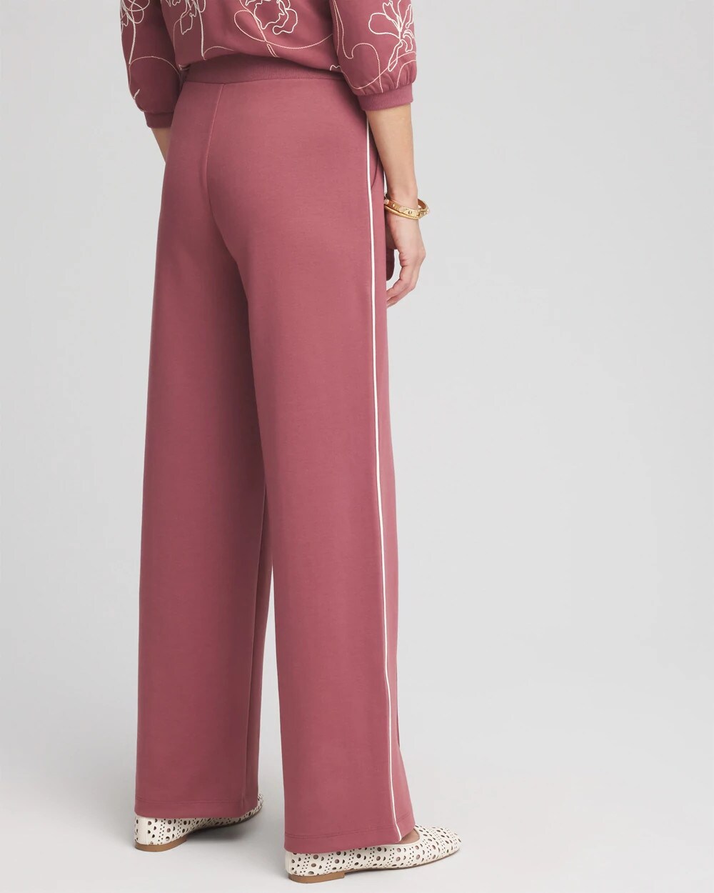 Zenergy Double-Knit Striped Wide Leg Pants