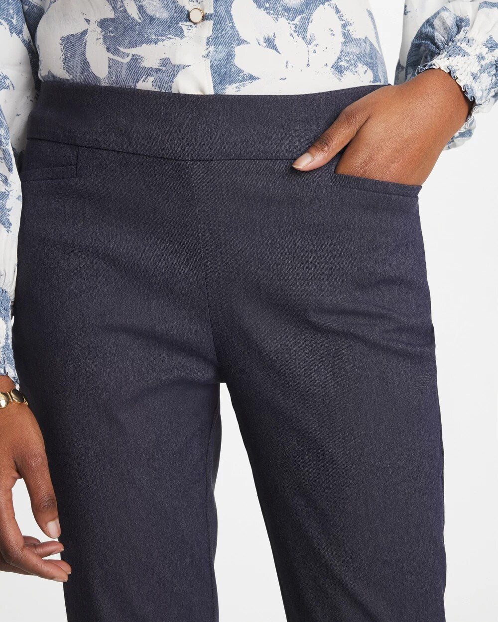 Indigo Brigitte Slim Pull-On Ankle Pants
