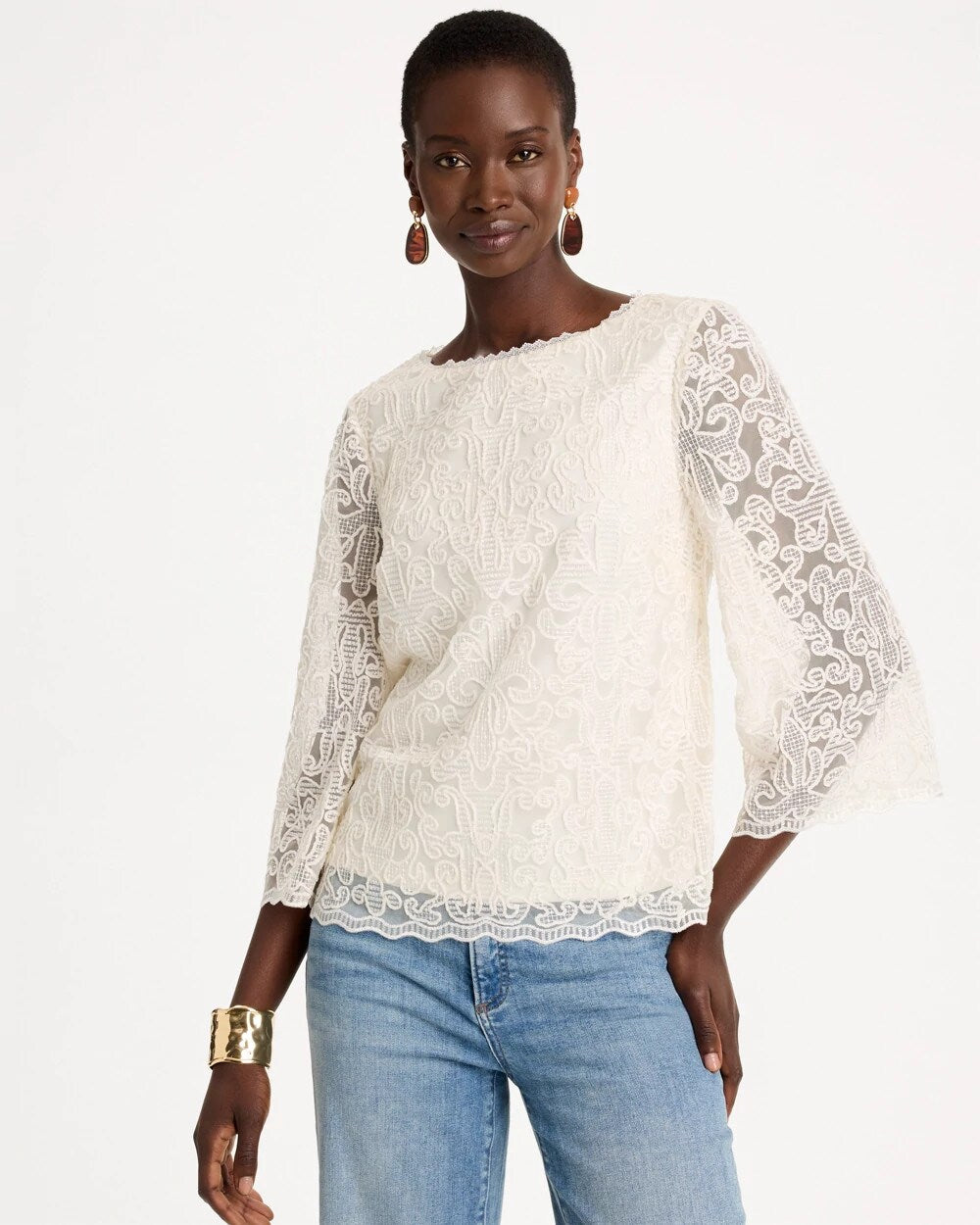 Lace Applique Popover Top