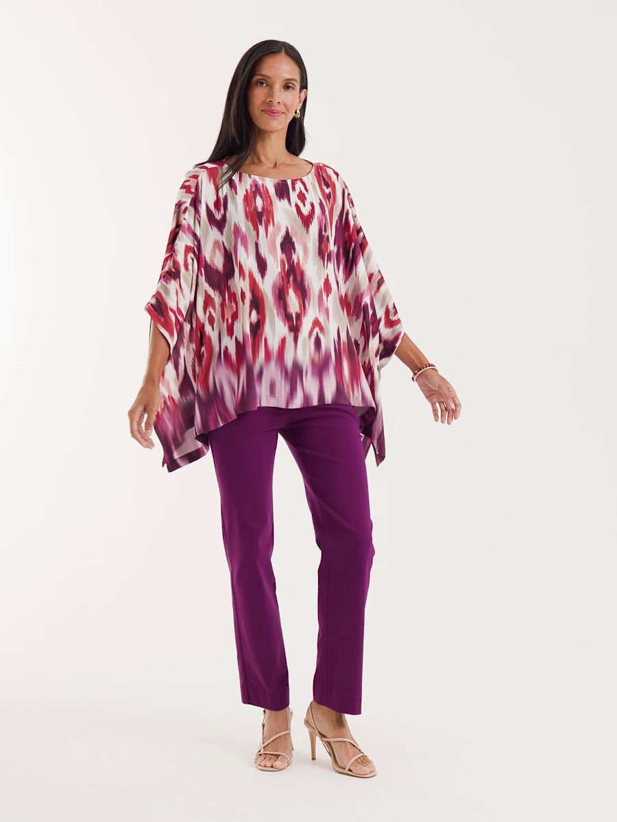 Sunset Printed Crepe Poncho