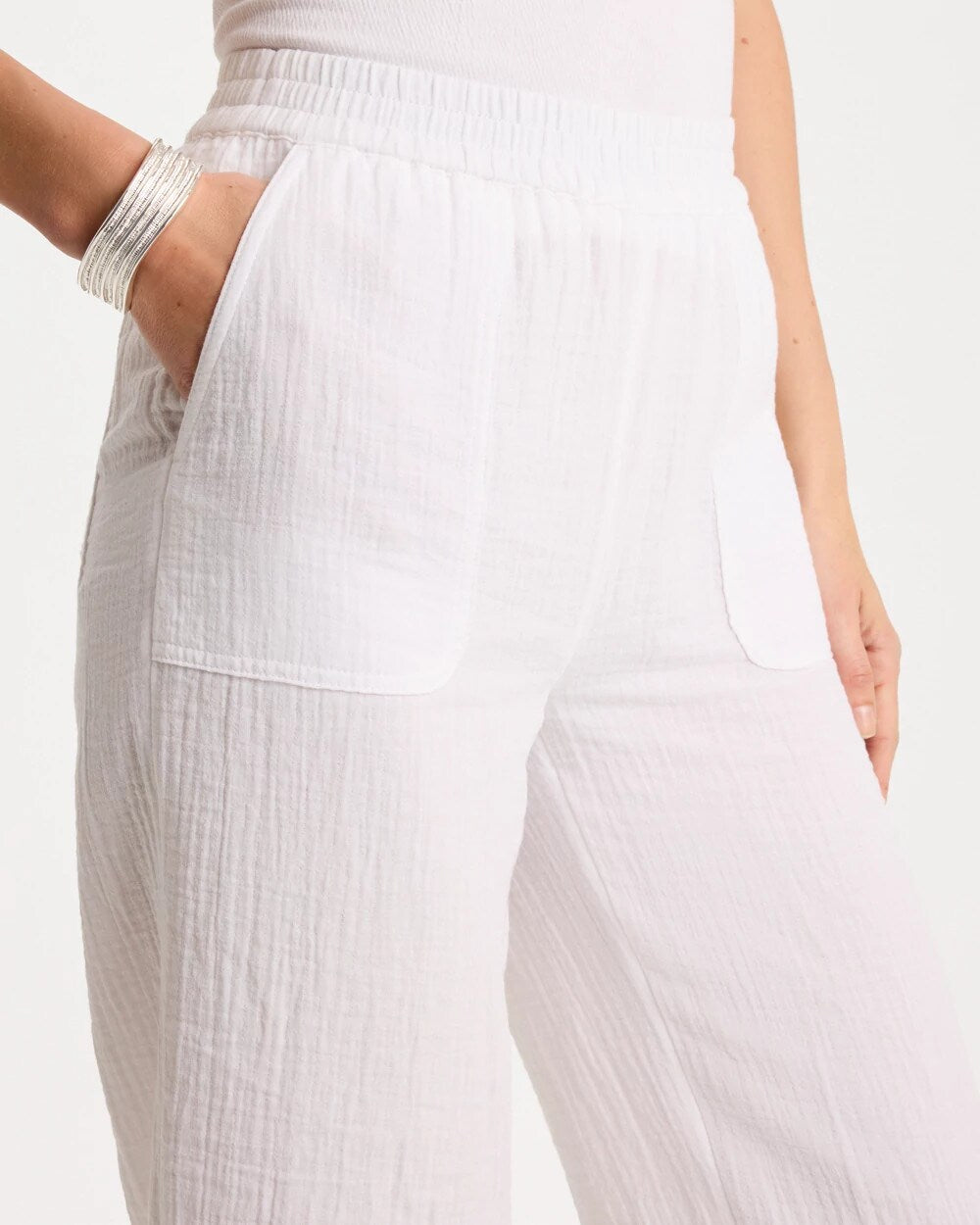 Cotton Gauze Tapered Crop Pant