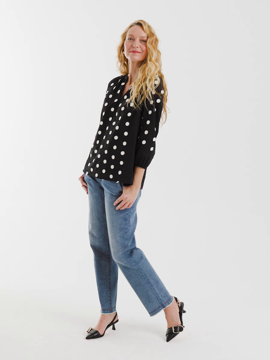 Textured Polka Dot Blouse