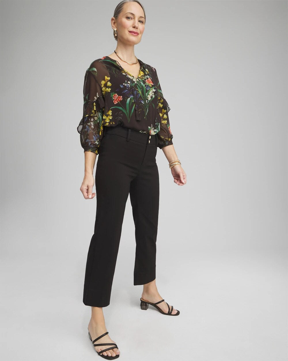 Trapunto Straight Leg Cropped Pants