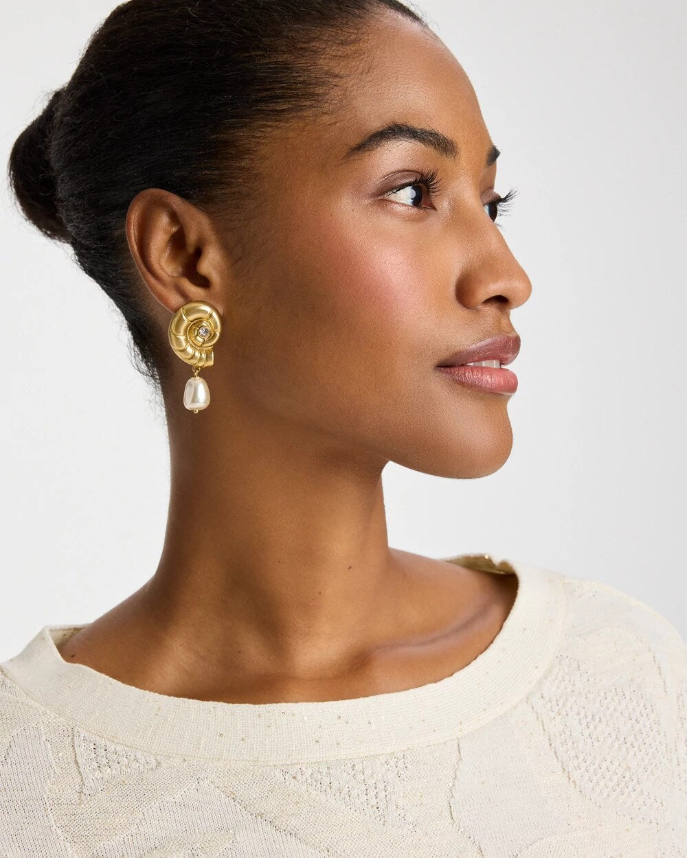 Goldtone Spiral Shell Earrings