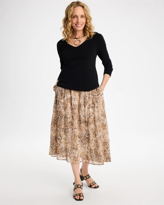 Georgette Python Animal Print Pull-On Skirt