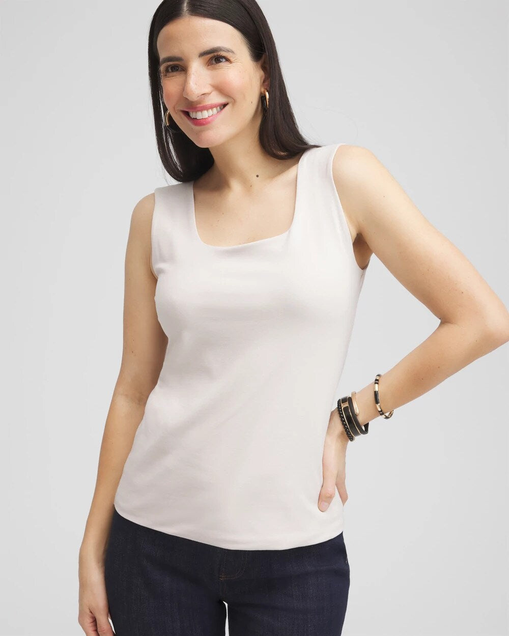 Contour Cotton Square Neck Tank