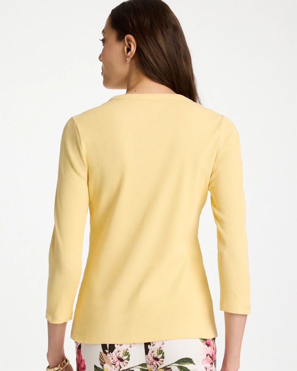 Ribbed Button Crewneck Tee