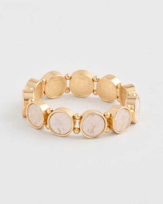 Pearlescent Goldtone Stretch Bracelet