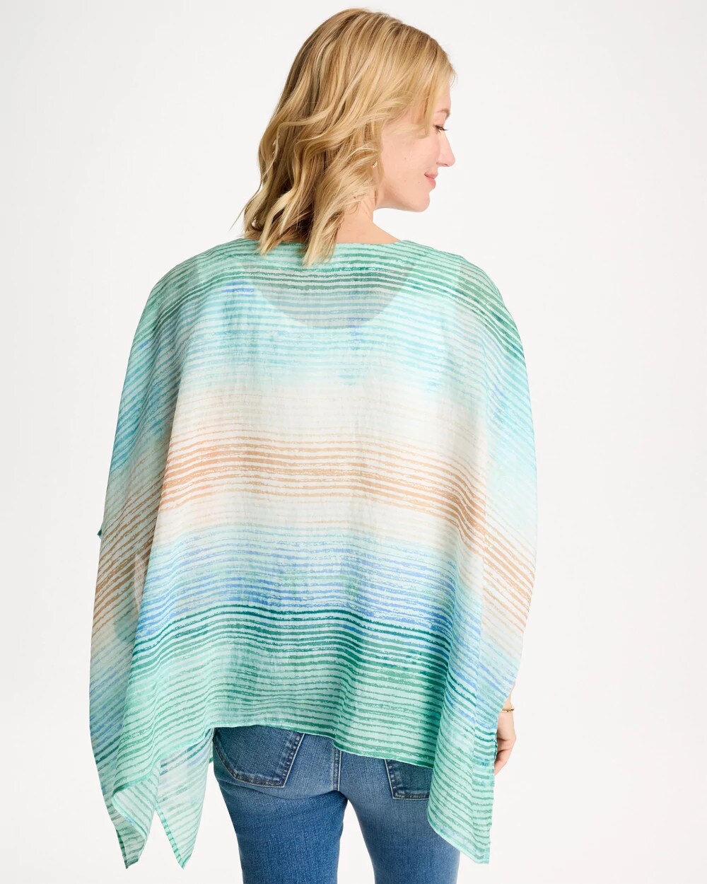 Ombre Coastal Printed Poncho