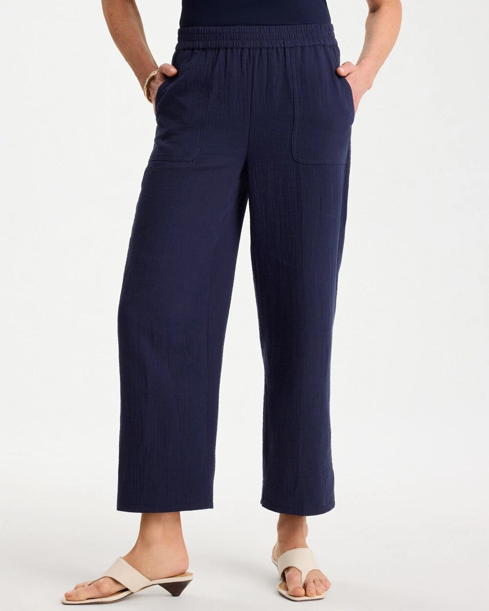 Cotton Gauze Tapered Crop Pant