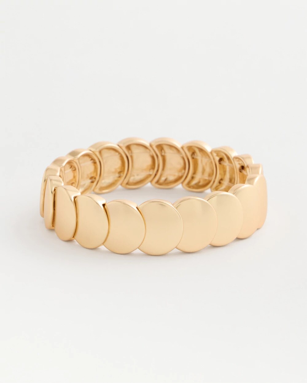 Semi-Bright Goldtone Flat Circle Stretch Bracelet
