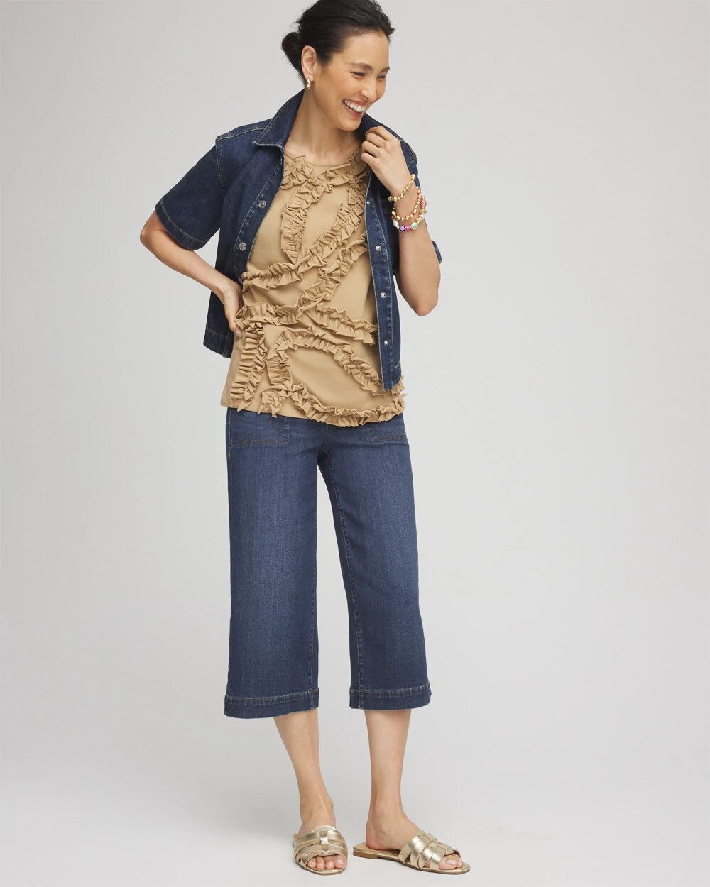 Sleeveless Ruffle-Appliqu¨¦ Tank Top