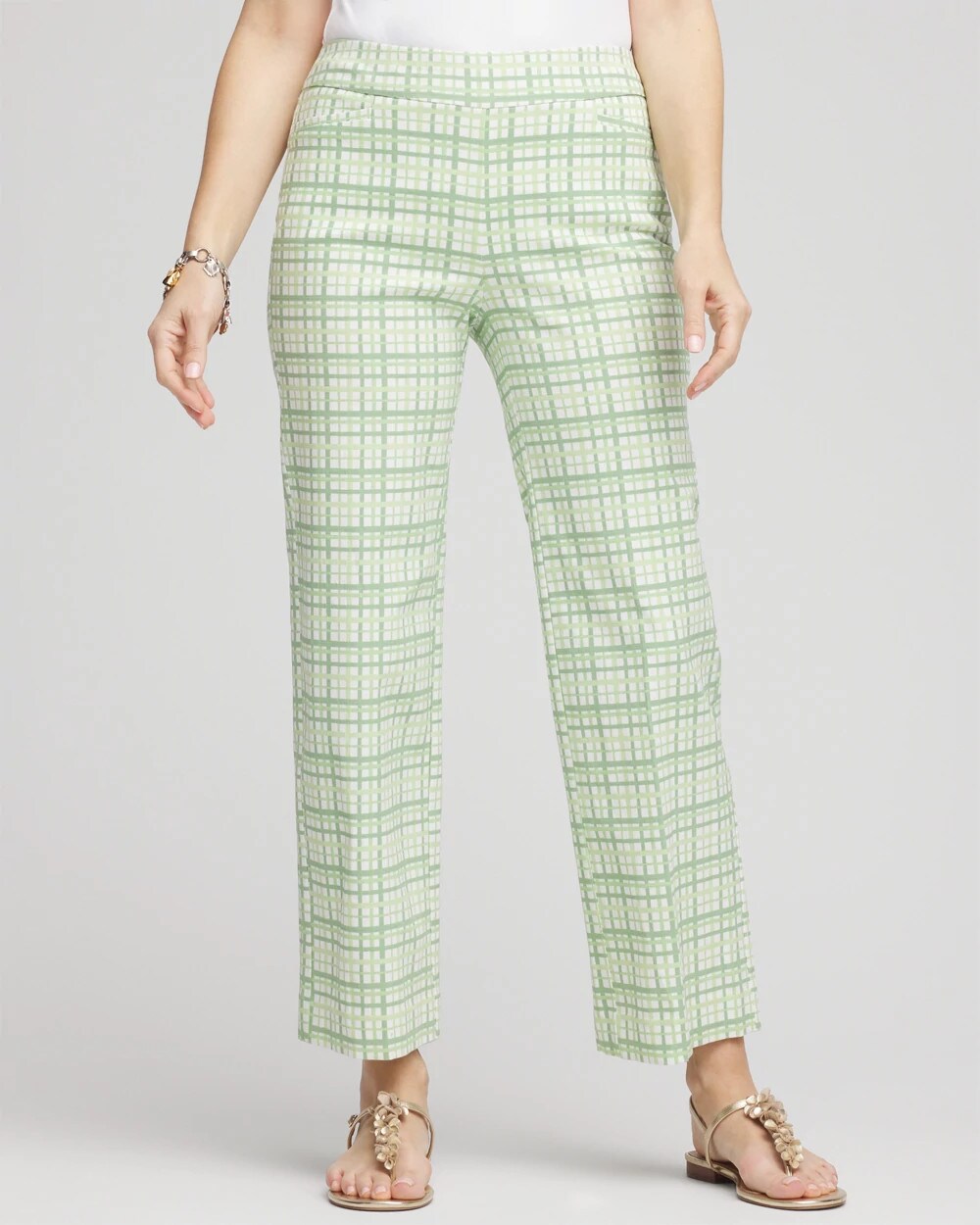 Brigitte Wide Leg Plaid Cropped Pants