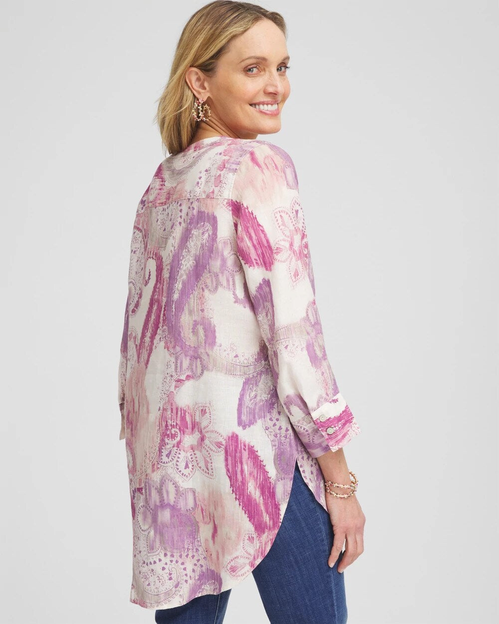 No Iron Multi Paisley Linen Tunic