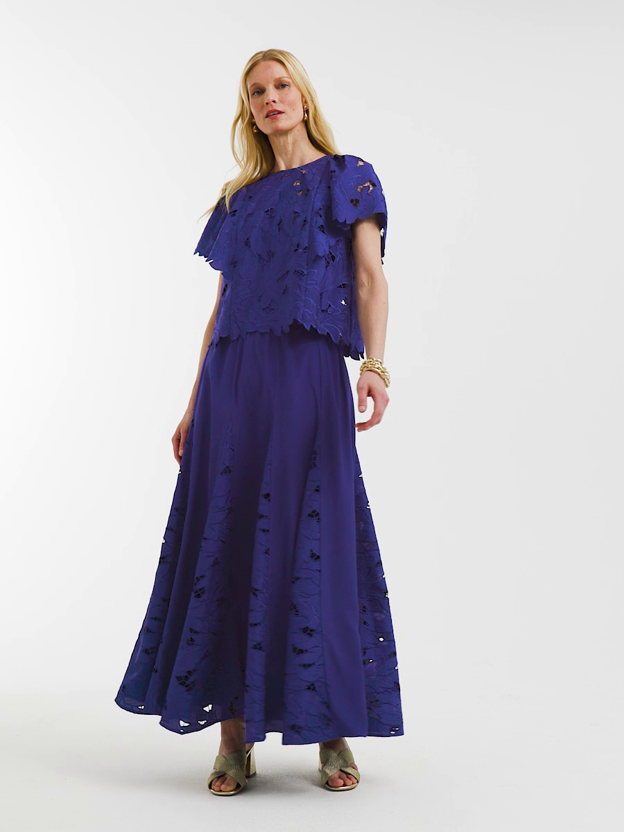 Godet Maxi Eyelet Skirt