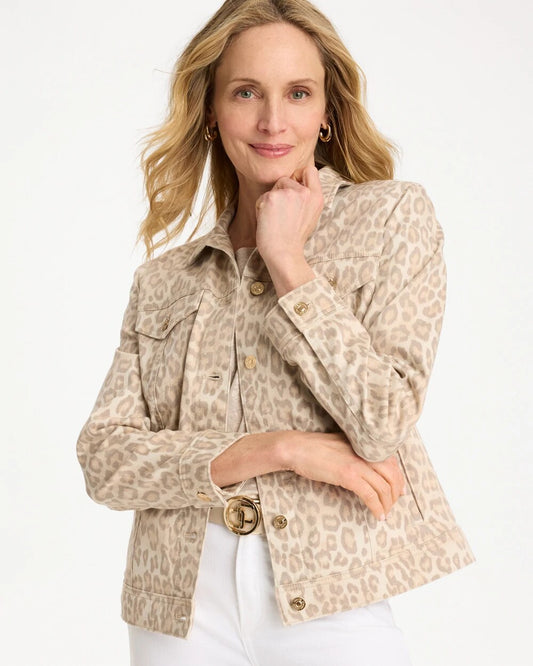 Denim Leopard Print Jacket