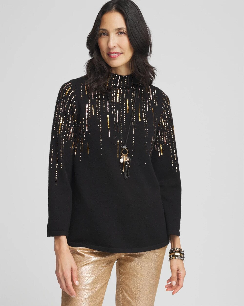 Ombr¨¦ Sequin Pullover Sweater