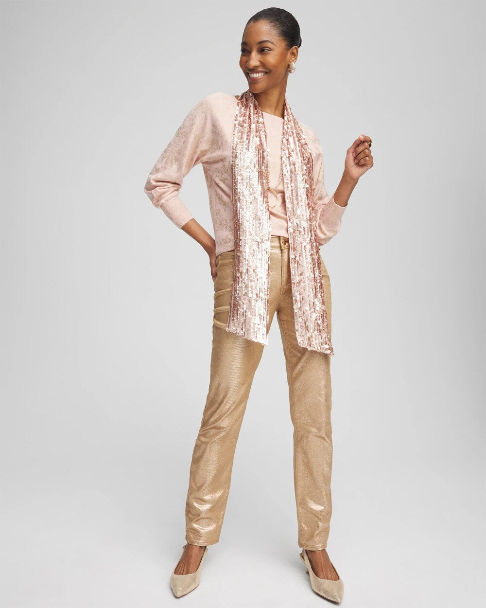 Ecovero Foiled Dolman-Sleeve Pullover