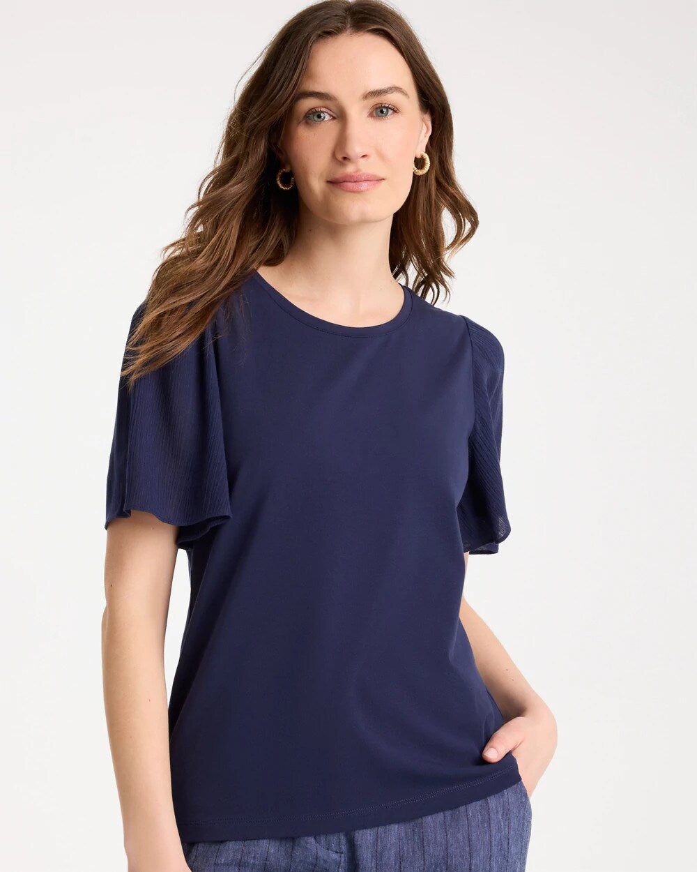 Gauze Sleeve Soft-Stretch Tee
