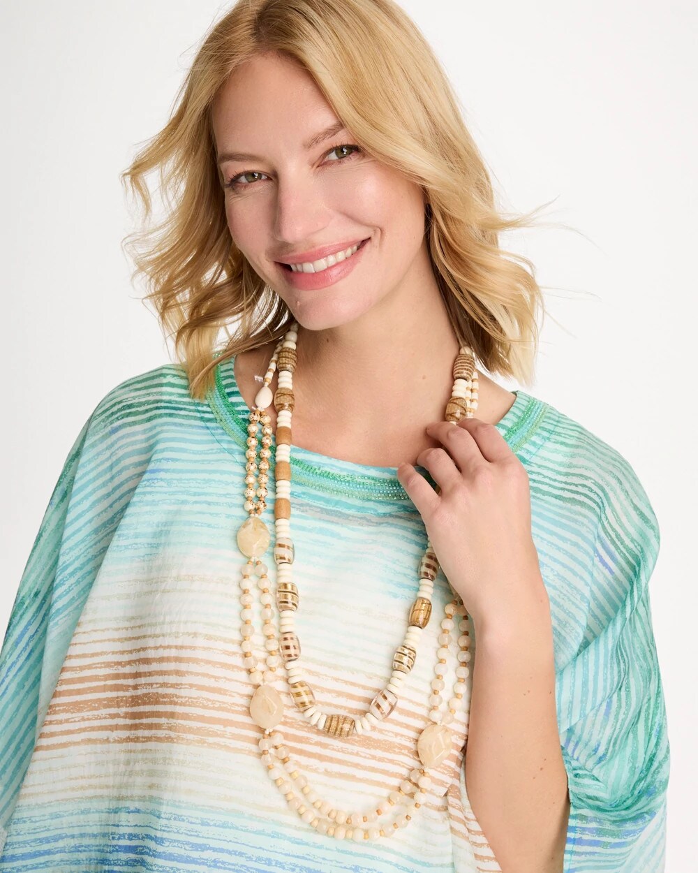 Resin Wood Double Strand Necklace