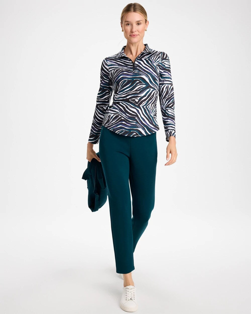 Zenergy UPF Animal Print Half-Zip Polo