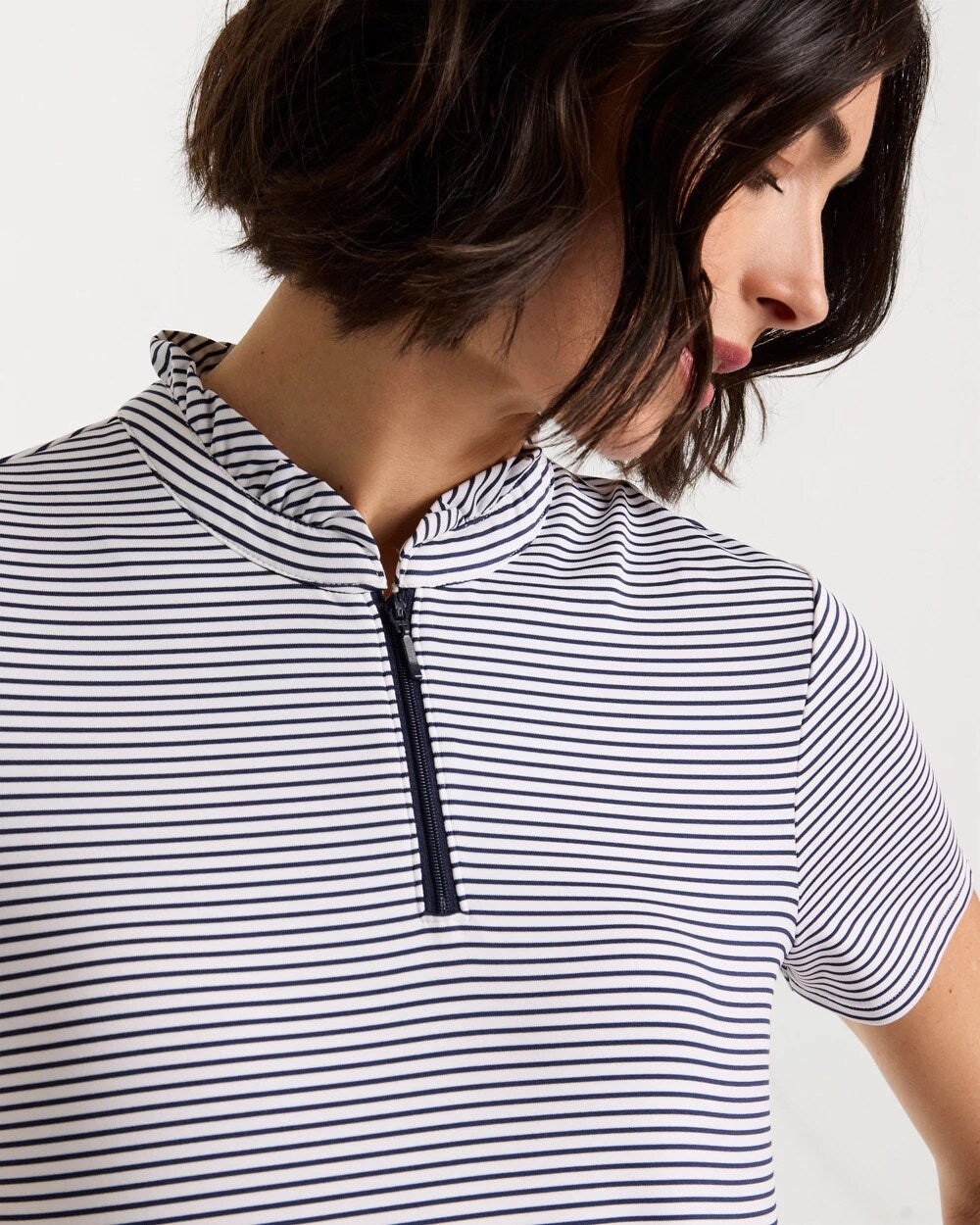 Zenergy UPF Ruffle Striped Half Zip