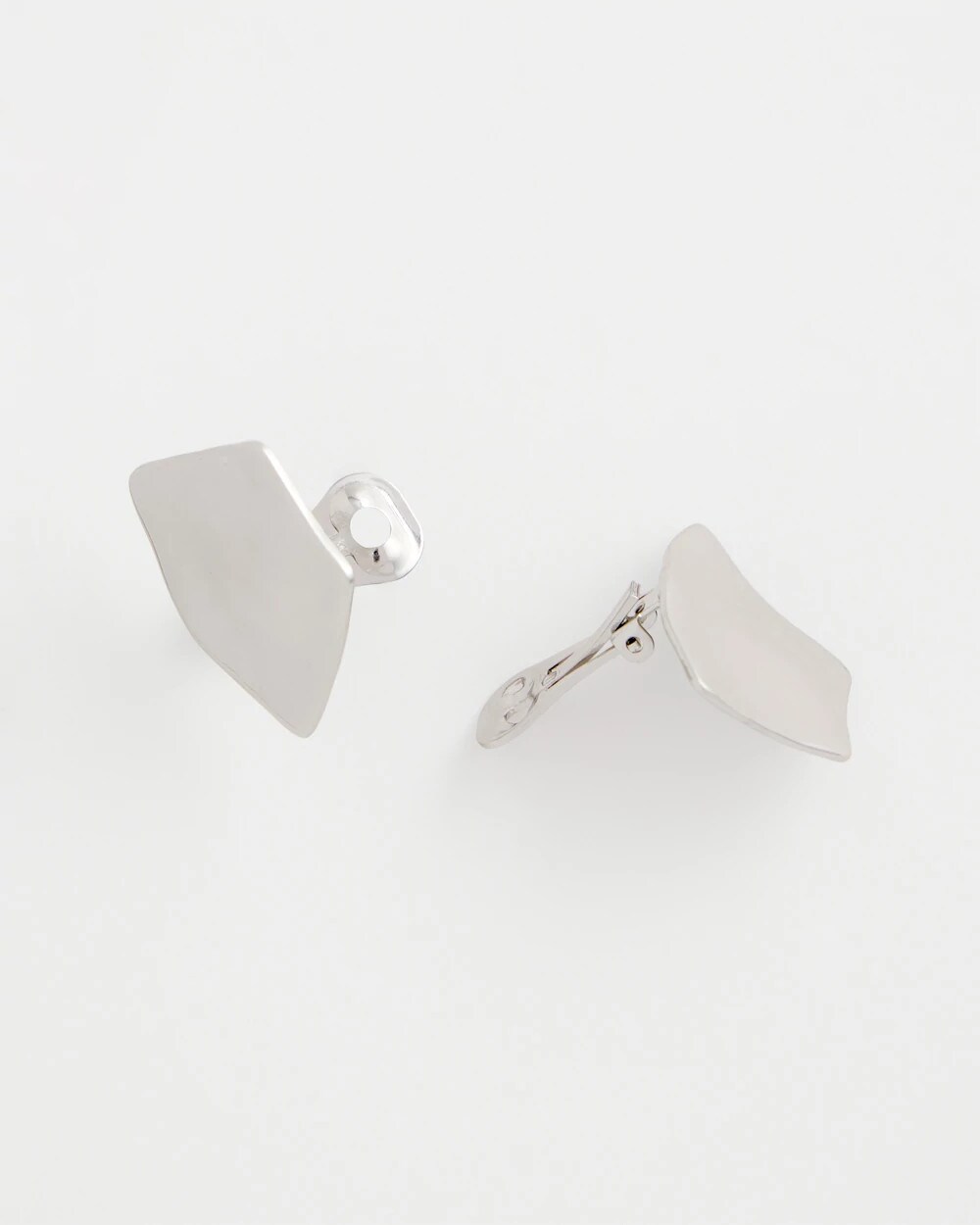 Silver Fan Clip On Earrings
