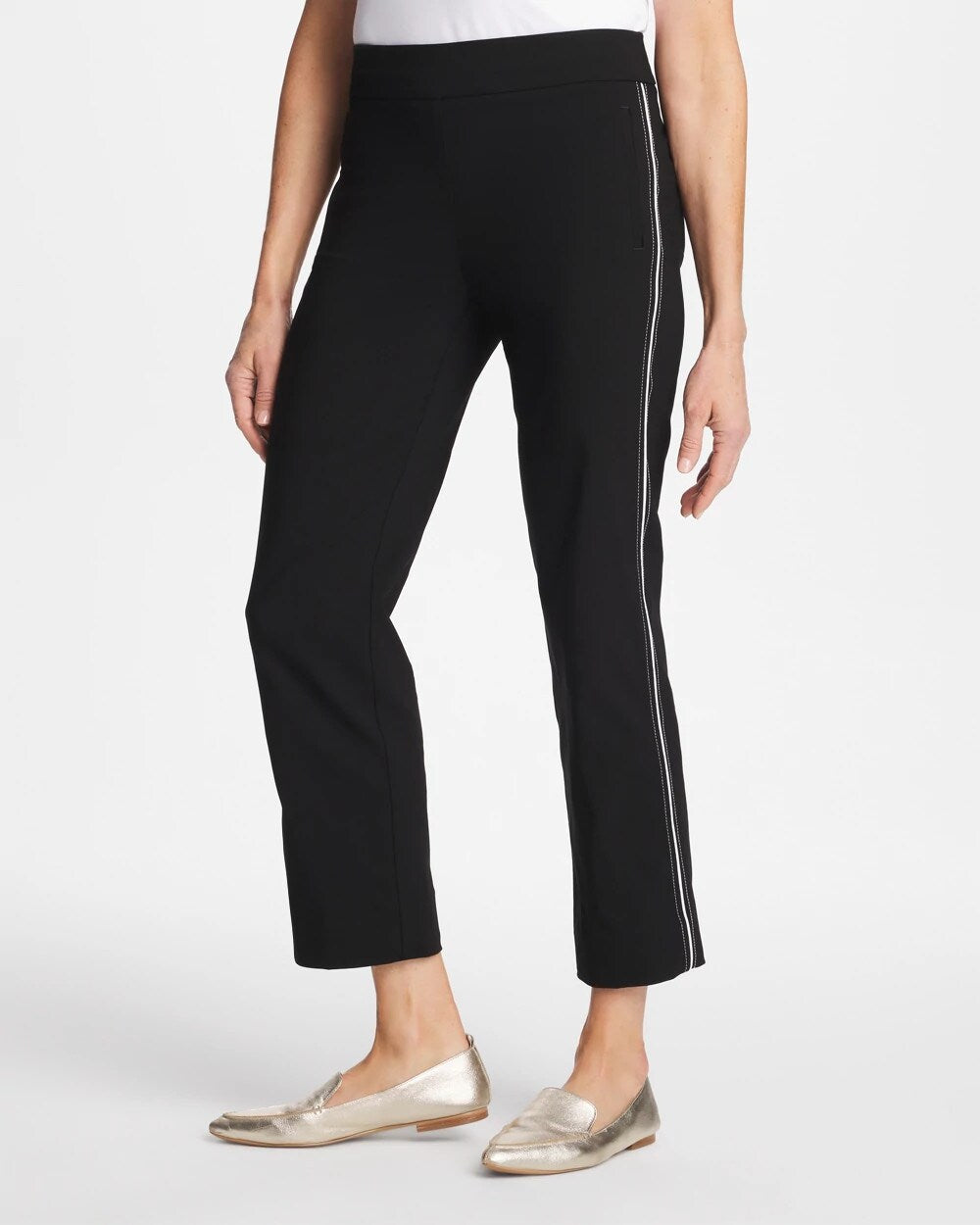 Brigitte Piped Straight Cropped Pants