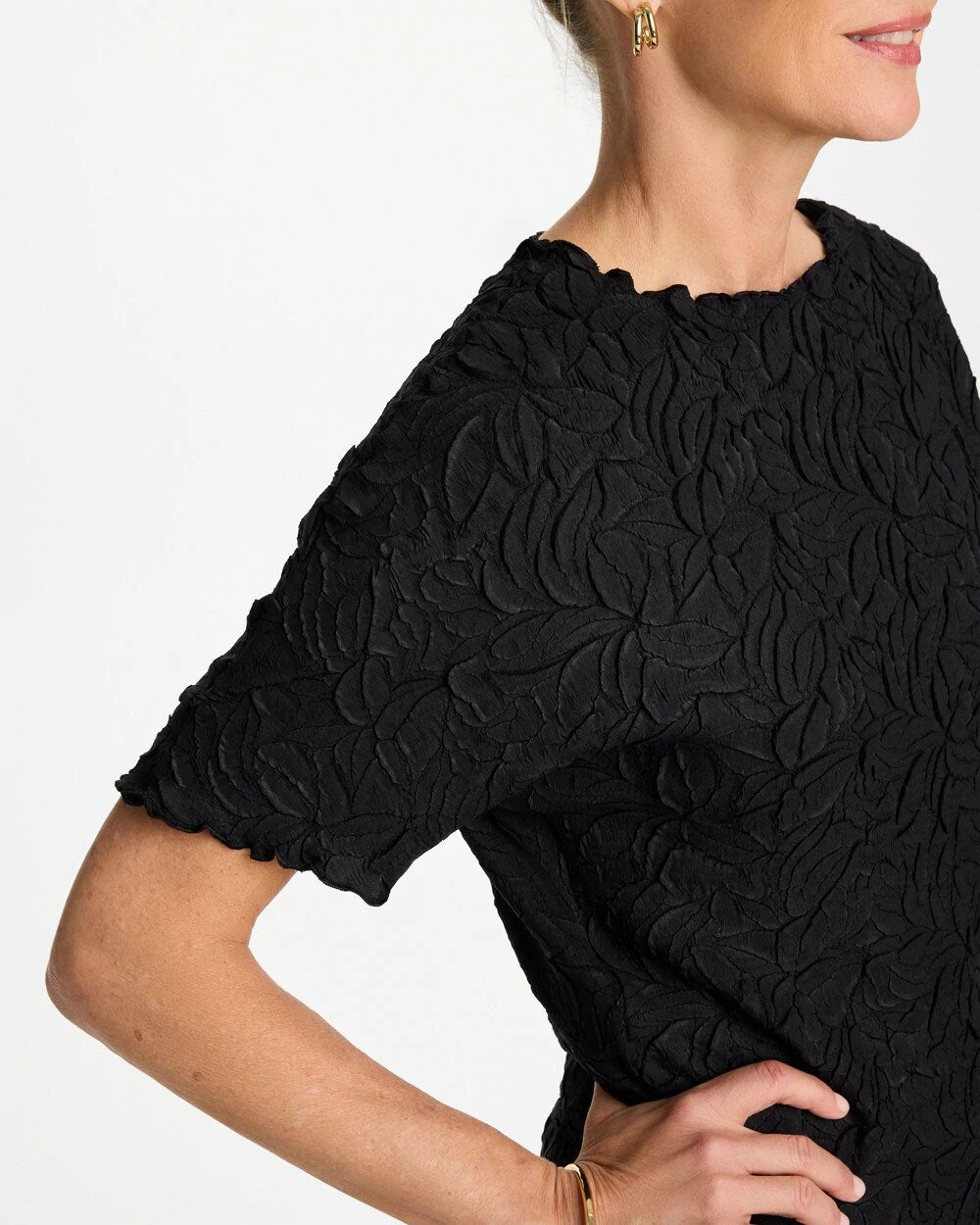 Travelers Embossed Pullover Top