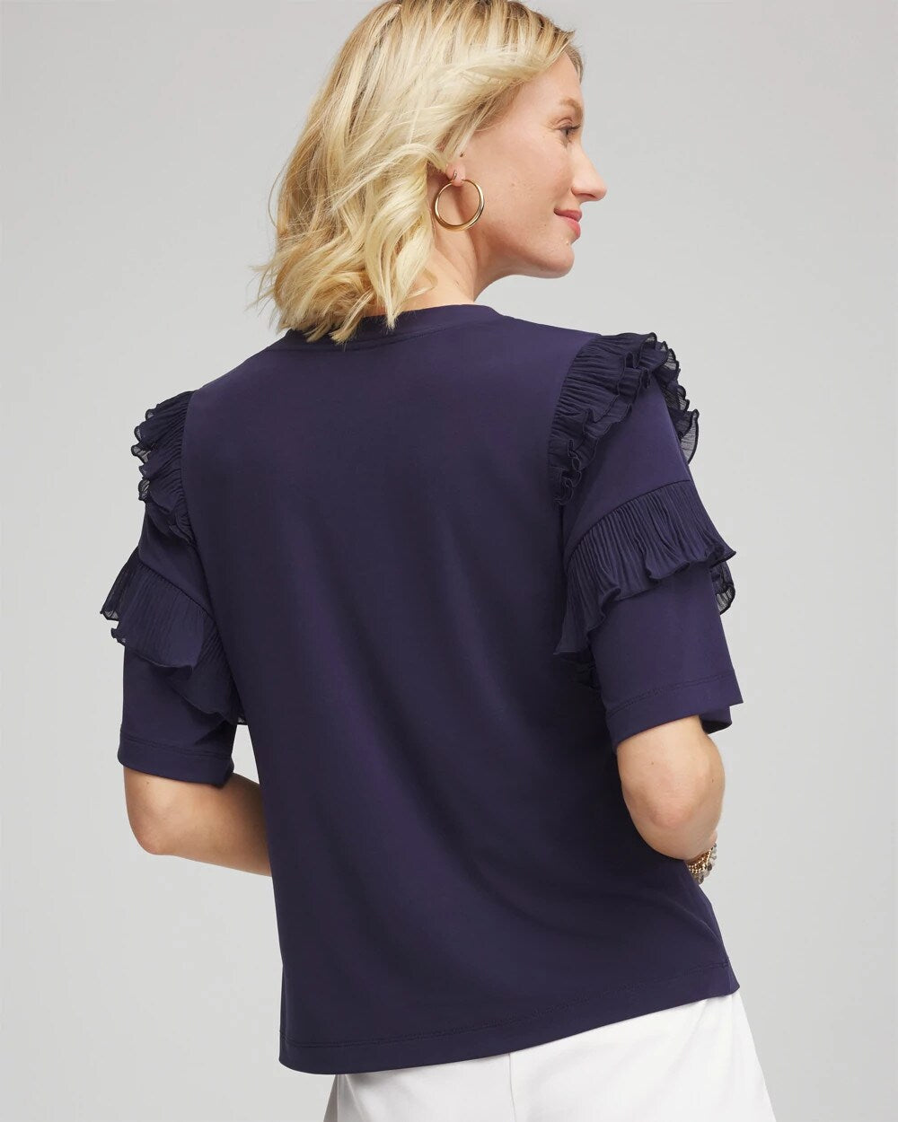 V-Neck Tiered Ruffle Sleeve Tee