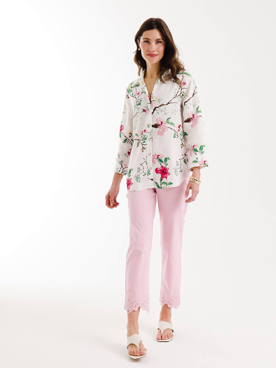 Embroidered Brigitte Slim Crop Pant