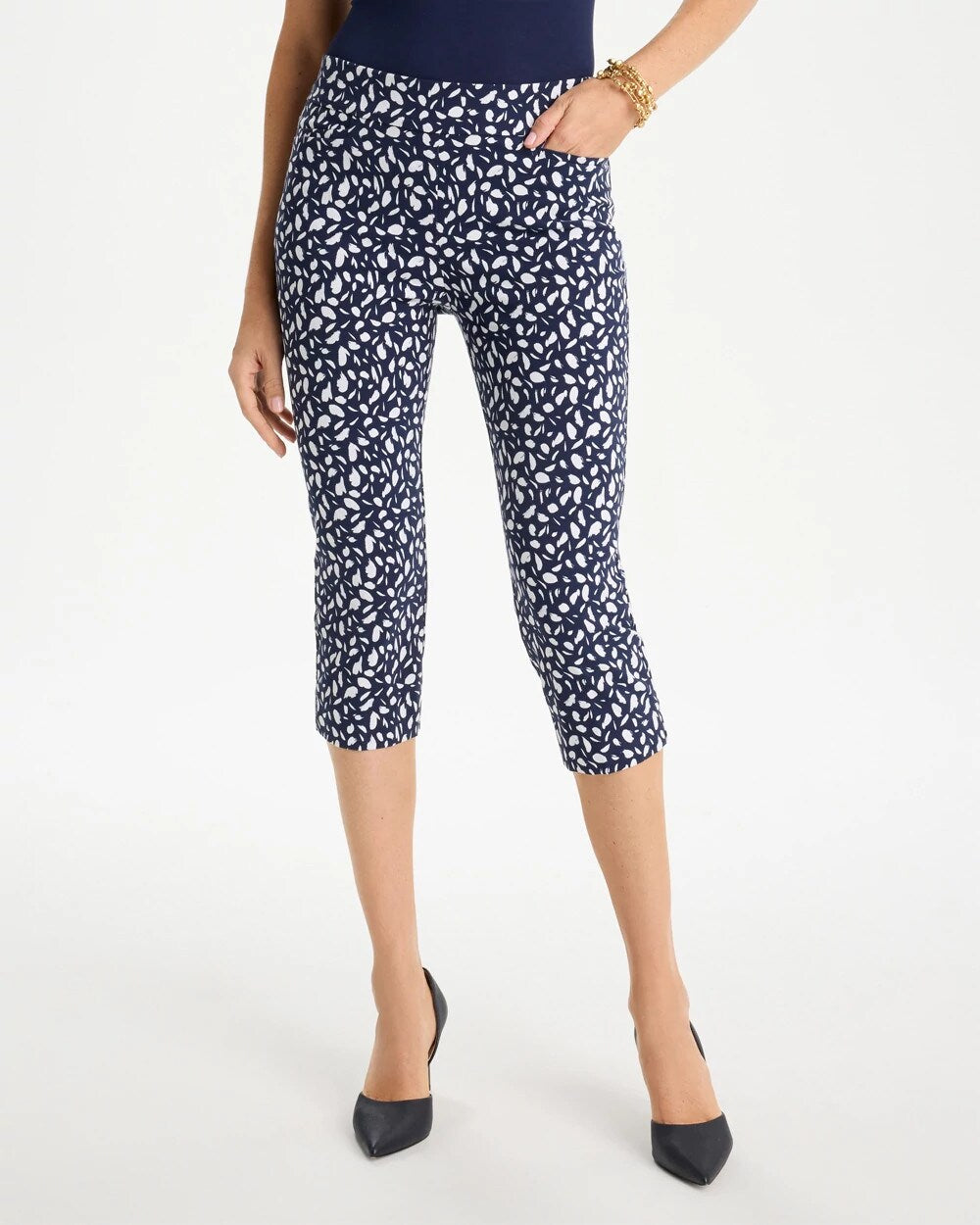 Brigitte Slim Printed Pull-On Capri Pant