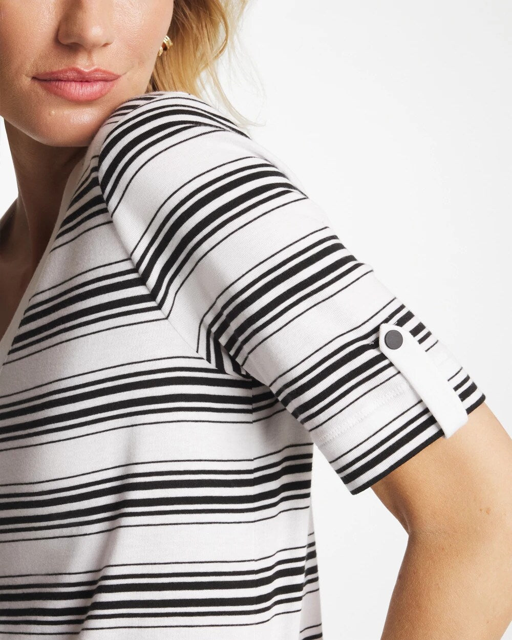 Pima V-Neck Tab Sleeve Tee