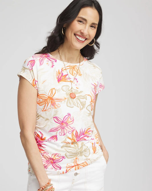 Touch of Cool Tropical Floral Dolman Tee