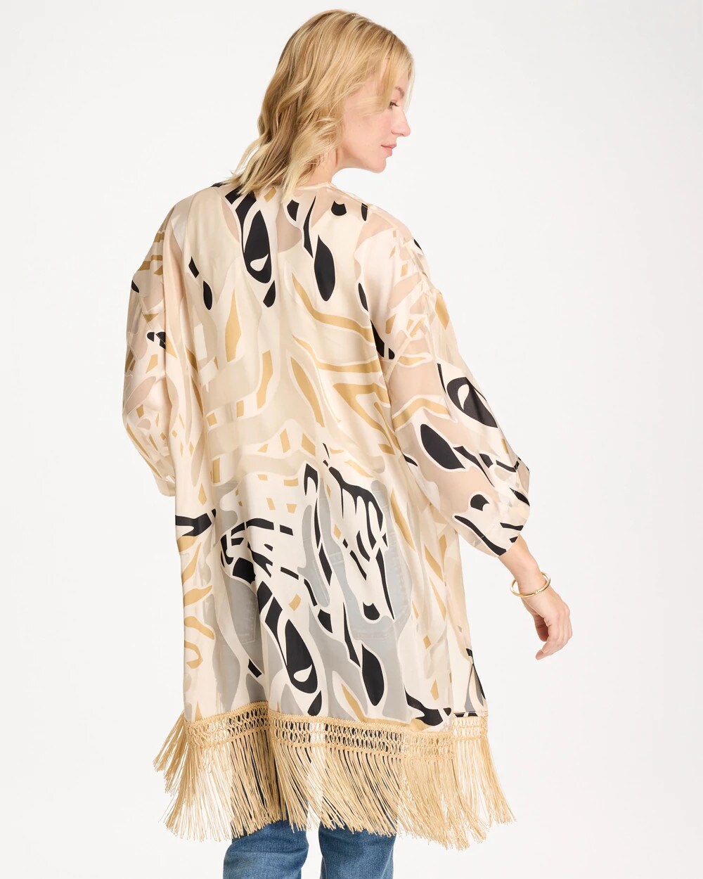 Woven Long Fringed Kimono