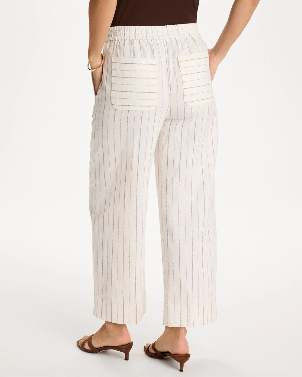 Pinstriped Linen-Cotton Crop Pant