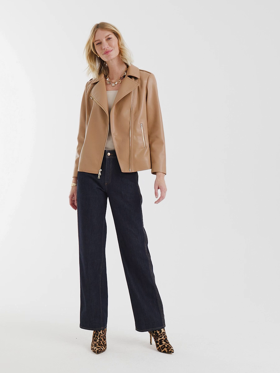 Trapunto Wide-Leg High-Rise Jeans