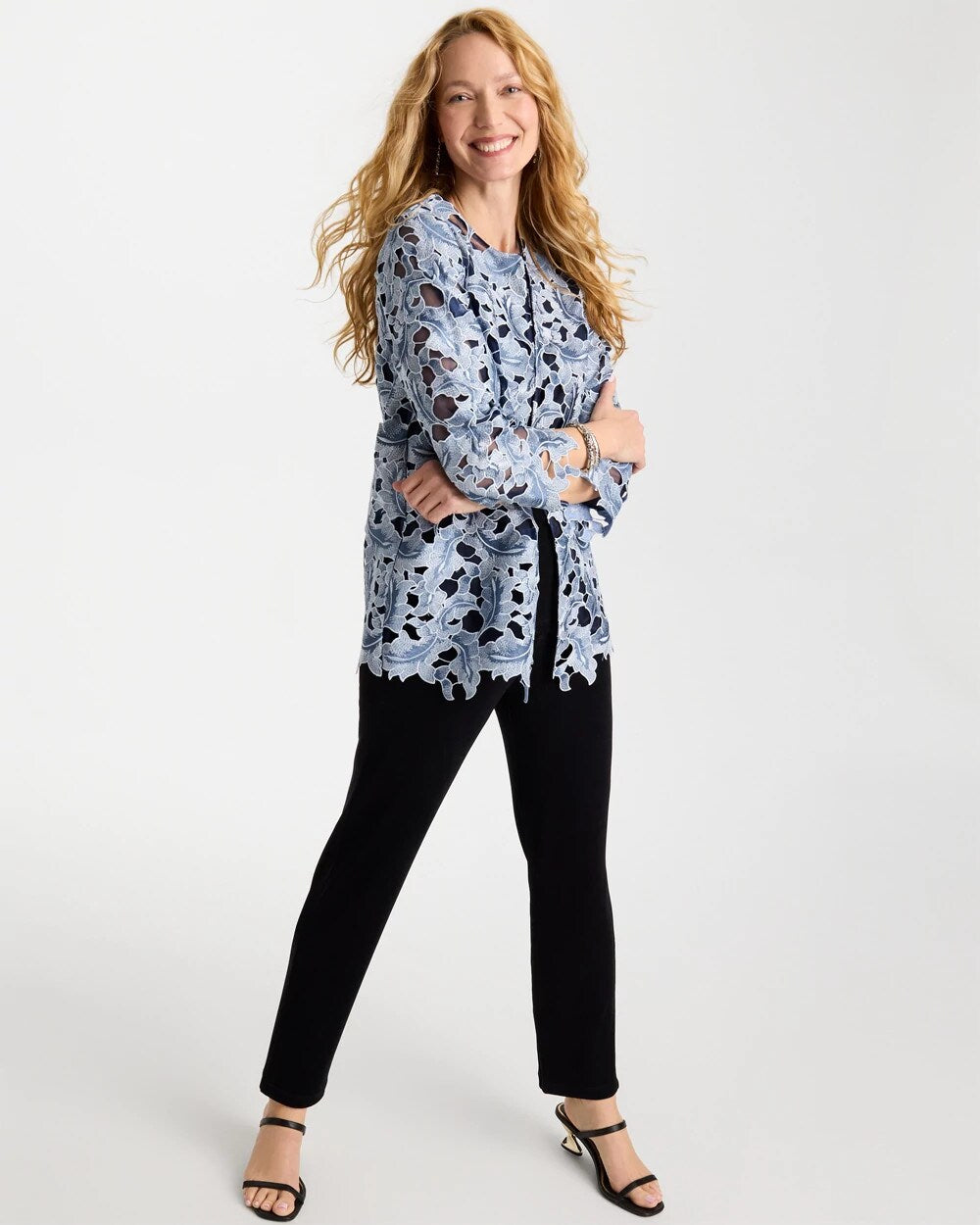 Travelers Collection Contrast Lined Lace Jacket