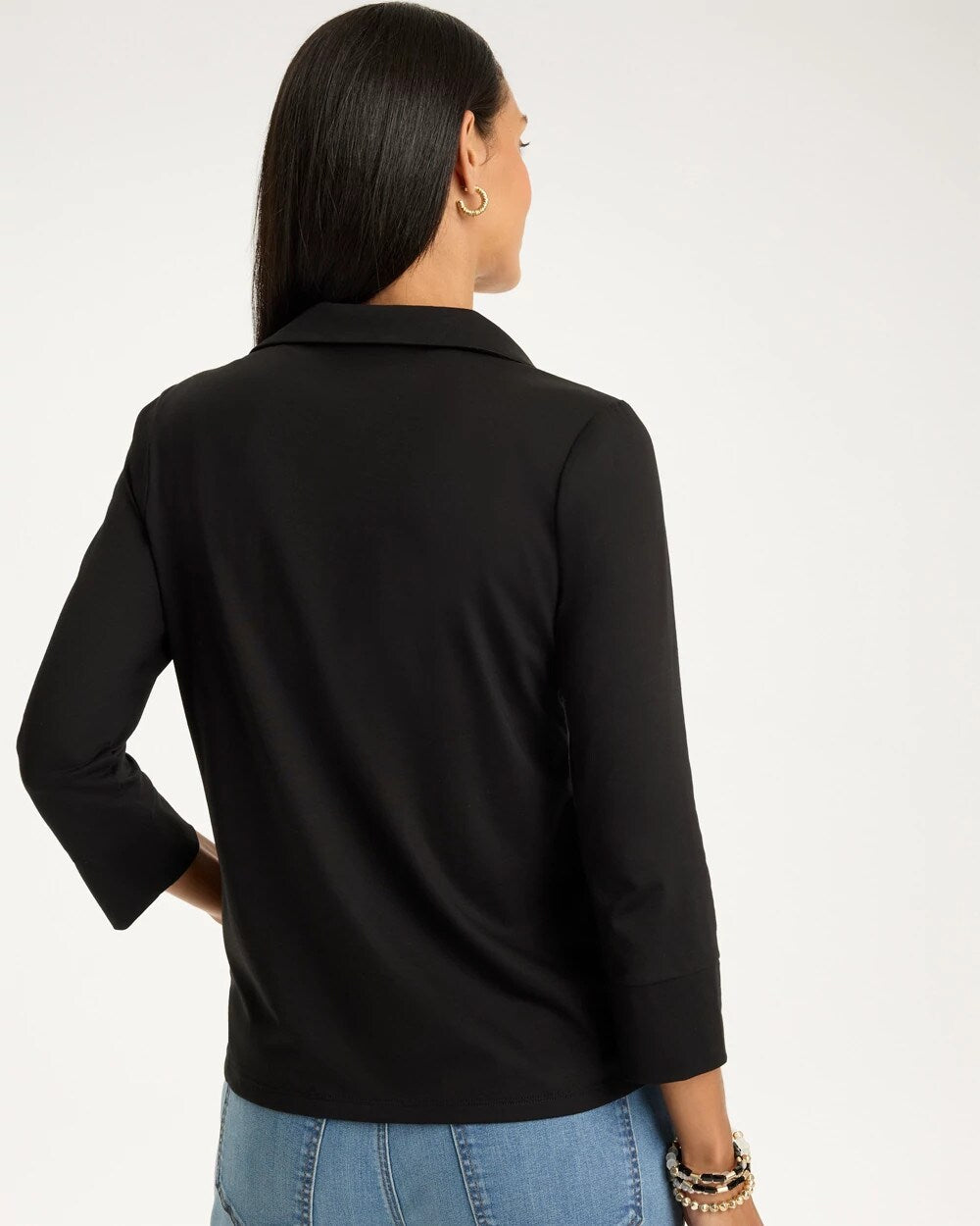 Knit Henley 3/4 Sleeve Tee