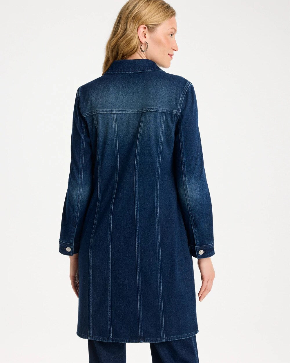 Knit Denim Elongated Topper
