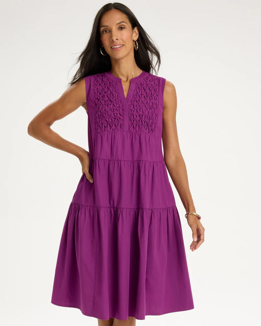 Poplin Cotton Smocked Sleeveless Dress
