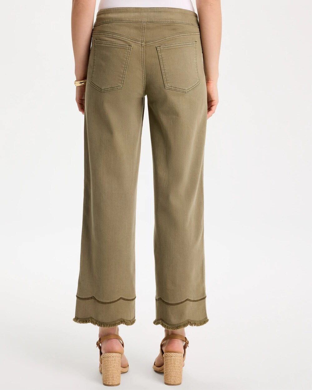 Scallop Pull-On Wide-Leg Crop Jeans
