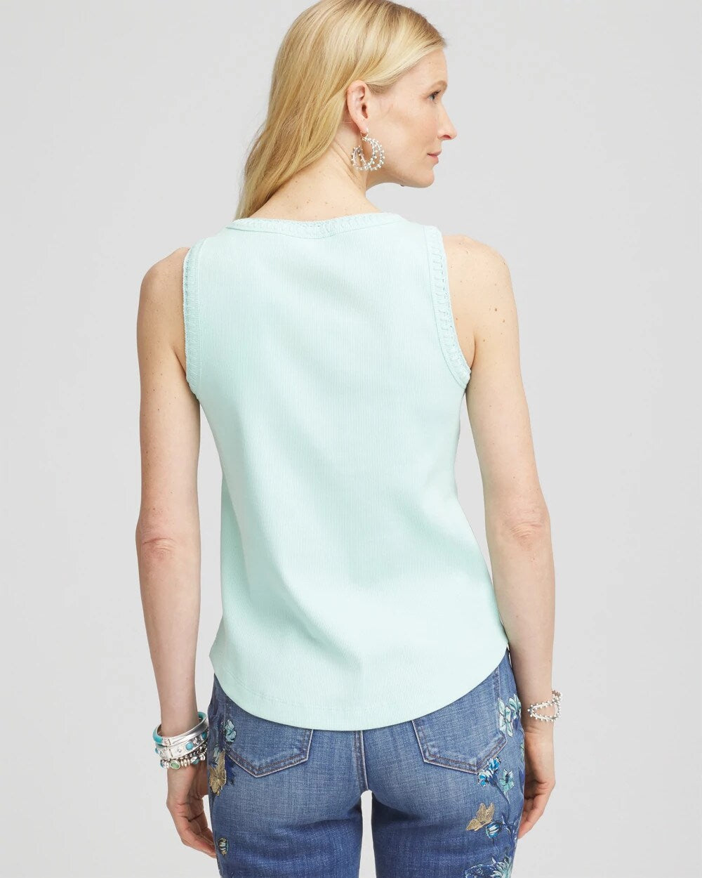 Ribbed Crochet-Trimmed Tank